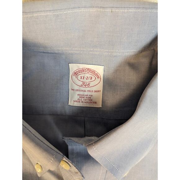 Brooks Brothers Men's Long-Sleeve Shirt Regular Fit Blue Size 17-2/3 100% Cotton - Picture 3 of 3